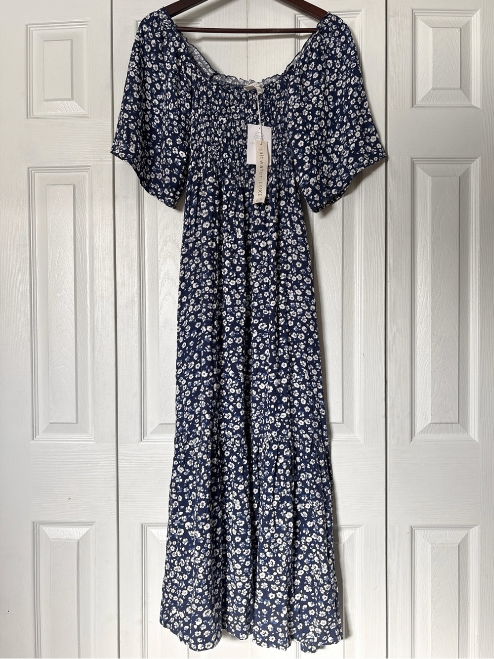 NWT Saltwater Luxe Navy Floral Maxi Dress Size Small | Summer Coastal Resortwear